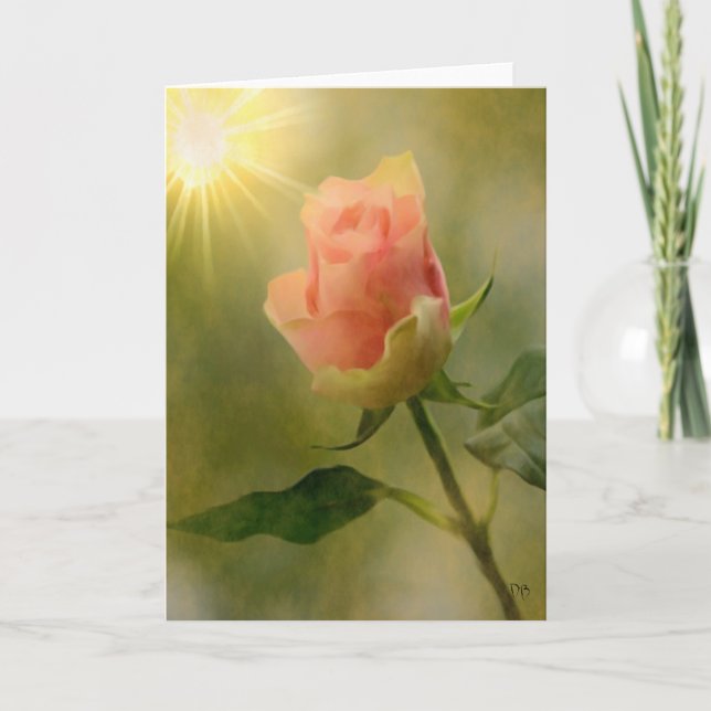 Cartão Single Pink Rose Cards (Frente)