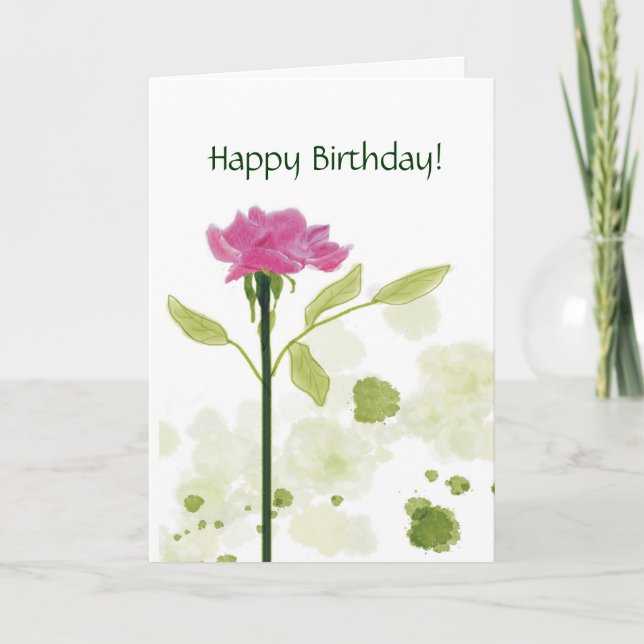 Cartão Single Rose Birthday Greeting Card (Frente)