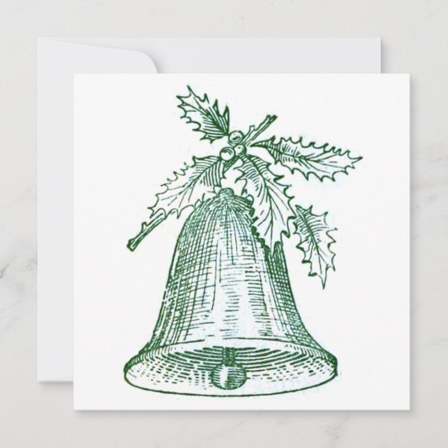 Cartão Sino de Natal com Azevinho (Frente)