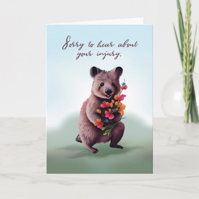 Cartão Sinta-se Melhor após Abraço de Urso com Flores (Frente)