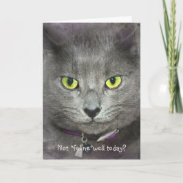 Cartão Sinta-Se Melhor Em Breve Face De Gato