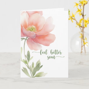 Cartão Sinta-se Melhor Em Breve Flor De Aquarela Grande E