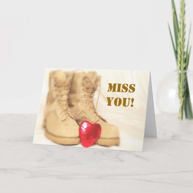 Cartão sinto falta de suas botas militares de combate (Frente)