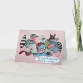 Cartão Sinto muito, mente em um ângulo com apologia azul