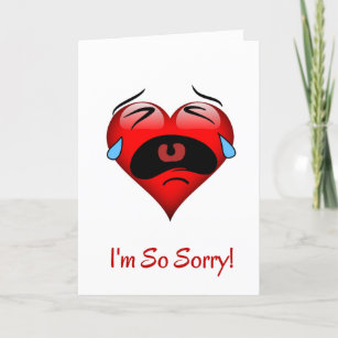 Cartão Sinto muito por chorar Coração Vermelho