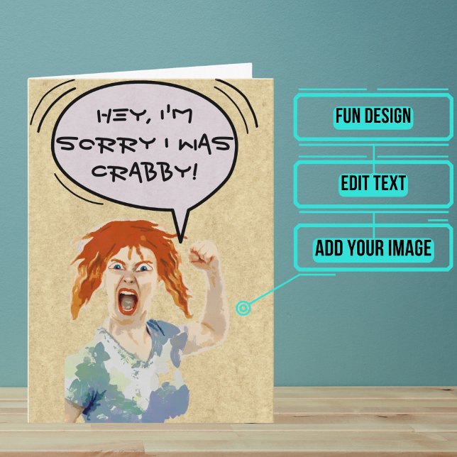 Cartão Sinto muito por te abraçar: Eu era Crabby (If you need to say "I'm sorry" this is perfect card for the job.)