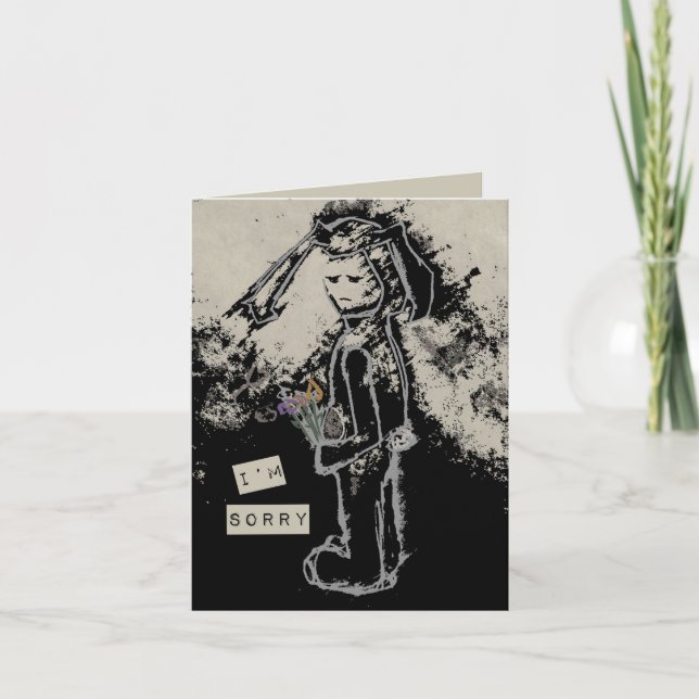 Cartão sinto muito, sinibunny (Frente)