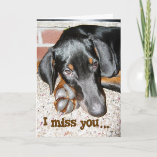 Cartão Sinto Saudades - Cachorrinho Doberman Pinscher