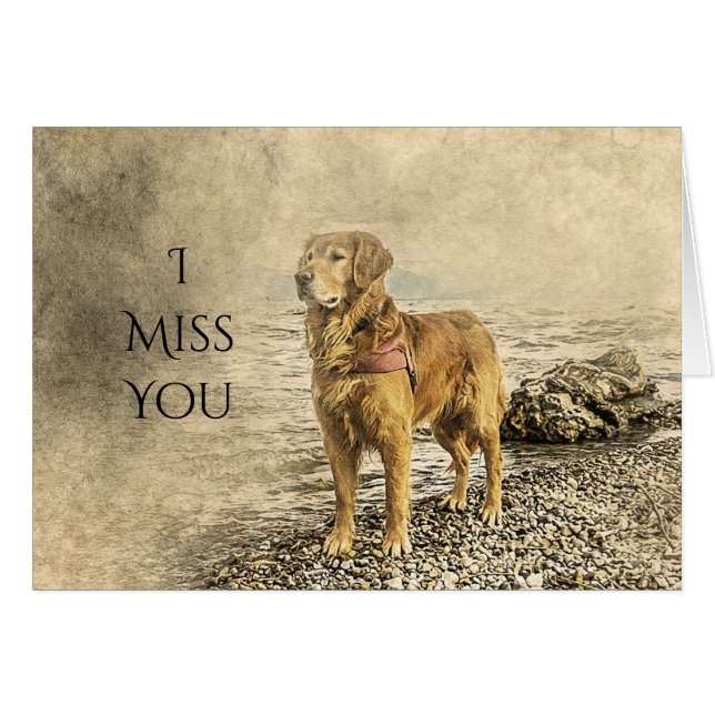 CARTÃO SINTO SUA FALTA DE CACHORRO TRISTE (Frente Horizontal)