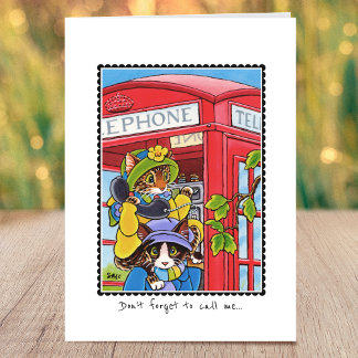 Cartão Sinto Sua Falta De Telefonia, Gato Fundido, Costum