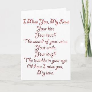 Cartão Sinto Sua Falta, Meu Poema De Amor Vermelho