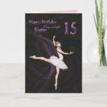 Cartão Sister age 15, a ballerina birthday card<br><div class="desc">A beautiful ballerina dancing on a birthday card for a sister</div>
