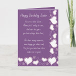 Cartão Sister Birthday Card<br><div class="desc">A Birthday card to send to a sister who has always been there to help and chat with life's  happy times and sad times.</div>