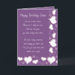 Cartão Sister Birthday Card<br><div class="desc">A Birthday card to send to a sister who has always been there to help and chat with life's  happy times and sad times.</div>