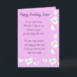 Cartão Sister Birthday Card<br><div class="desc">A Birthday card to send to a sister who has always been there to help and chat with life's  happy times and sad times.</div>