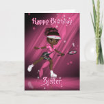 Cartão Sister Birthday Card Tennis Player - Tweens & Teen<br><div class="desc">Sister Birthday Card Tennis Player - Tweens & Teens - African American</div>
