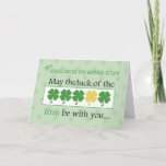 Cartão Sister & Brother-in-Law St. Patrick's Day Clover<br><div class="desc">Send your sister and brother-in-law lucky wishes with this St. Patrick’s Day card. Fill their lives with luck just as the card is filled with green and one gold shamrock.</div>