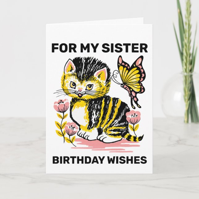 CARTÃO SISTER CAT BIRTHDAY GREETING CARD (Frente)