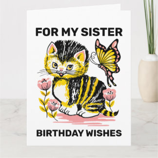 CARTÃO SISTER CUTE CAT HAPPY BIRTHDAY CARD