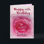 Cartão SISTER - Feliz xxxaniversário - Rosa Rosa Rosa Ros<br><div class="desc">Este cartão com sua rosa rosa rosa e trim gingham é uma maneira doce de desejar a uma mulher muito especial feliz aniversário! Você pode adicionar o nome dela e a idade dela para torná-lo um tipo de cartão especial! Para ver mais dos meus cartões de aniversário, digite ou corte...</div>