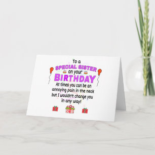 Cartão Sister Funny Birthday