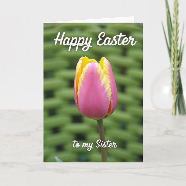 Cartão Sister Happy Easter Tulip Photo Card (Frente)