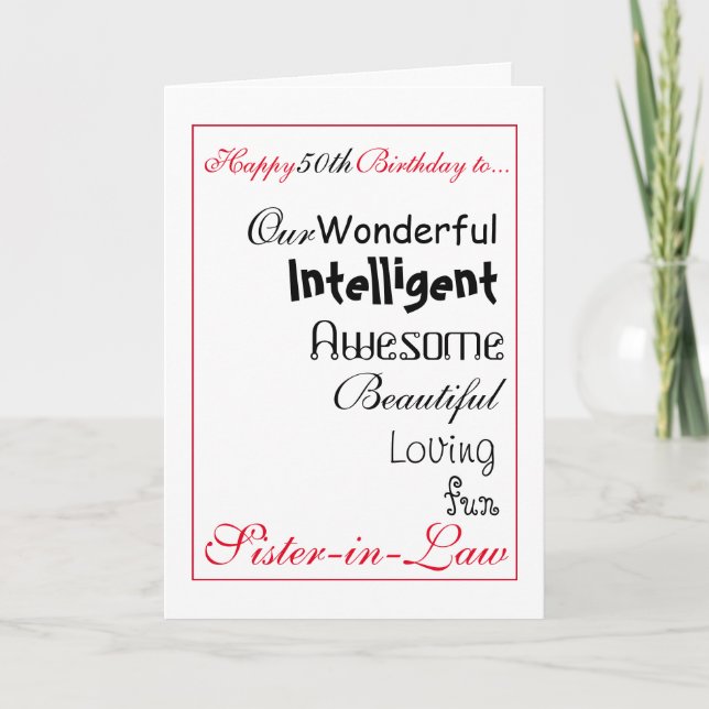 Cartão sister in law birthday card. 50th female.girls. (Frente)