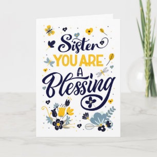 Cartão Sister Mother's Day You are a Blessing Botanical