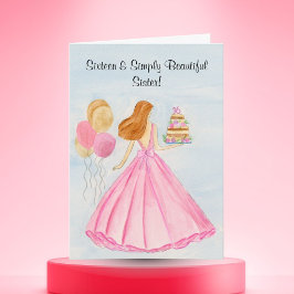 Cartão Sister Sweet 16 Birthday Cake Girl