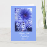 Cartão Sister's (age) birthday blue flowers<br><div class="desc">Greeting card for sister's birthday with photo of blue flowers - mums on blue background. Personalize your message! Tarjeta postal en ingles con una foto de florecitas azules para el crumples de uma hermana! Personalize su mensaje! (puede replazar el texto escrito) Greeting card in Spanish for mother's day with photo...</div>
