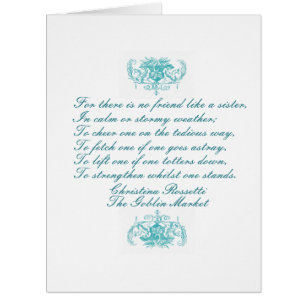 Cartão Sisters Poem por Christina Rossetti Turquoise Ink