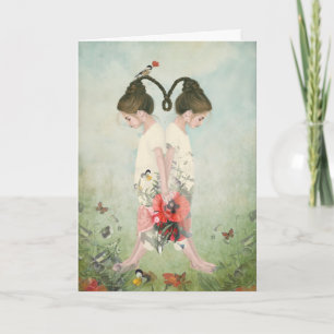 Cartão Sisters, twins, flower, fine art,