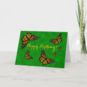 Cartão Six Monarch Butterflies Happy Birthday Card
