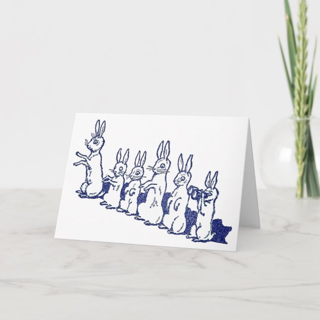 Cartão Six Rabbits Sit Up and Clap Their Paws (Frente)