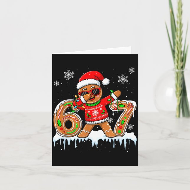 Cartão Six Seven 67 Christmas Funny Santa Gingerbread Dab (Frente)