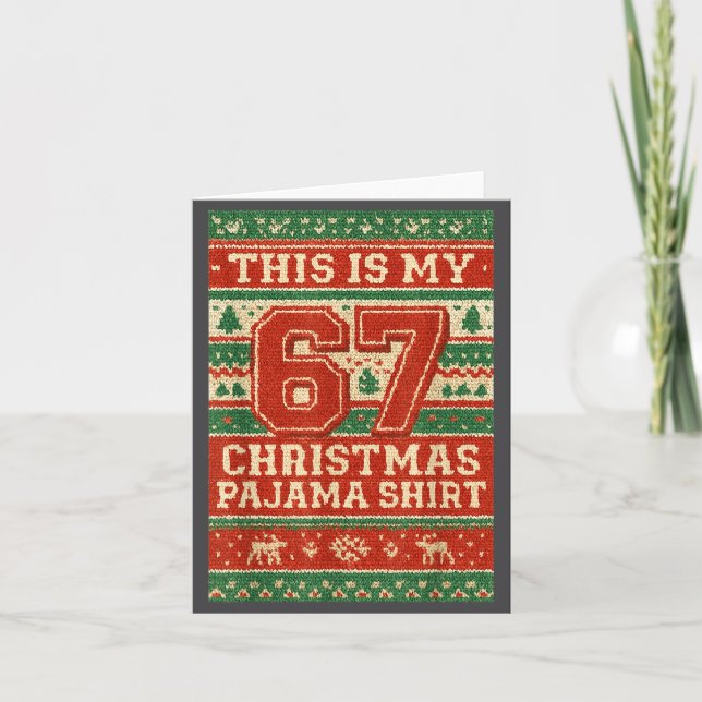 Cartão Six Seven 67 Meme 6 7 Holiday Christmas Pajamas Br (Frente)