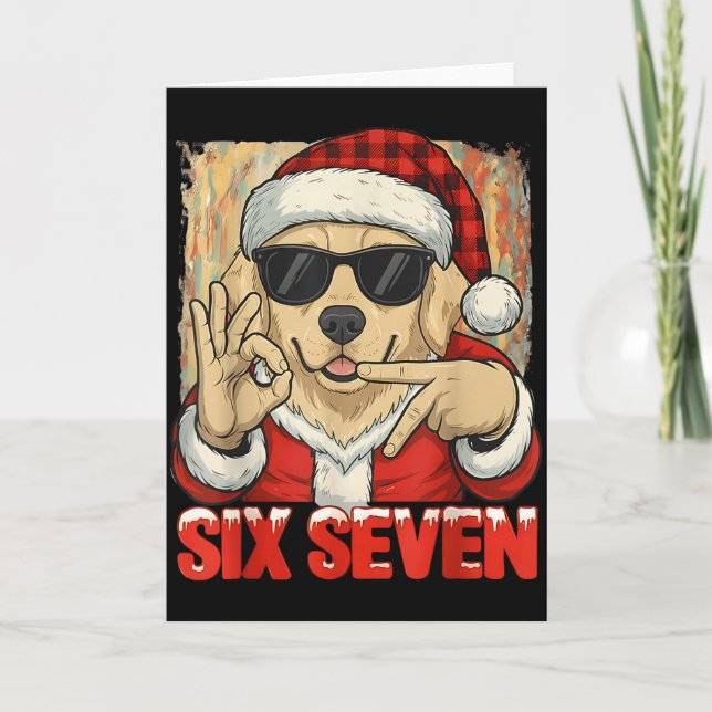 Cartão Six Seven 67 Meme Dog Funny Chistmas Men Women Boy (Frente)