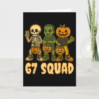 Cartão Six Seven 67 Squad Skeleton Pumpkin Halloween Boys