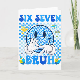 Cartão Six Seven Bruh 67 Meme Luzes de Hanukkah Jewi-shir