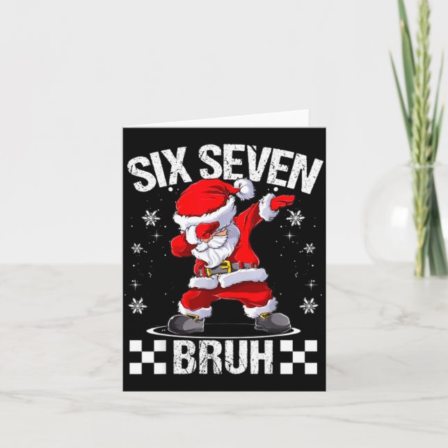 Cartão Six Seven Bruh 6-7 Meme Xmas Matching Pjs Christma (Frente)