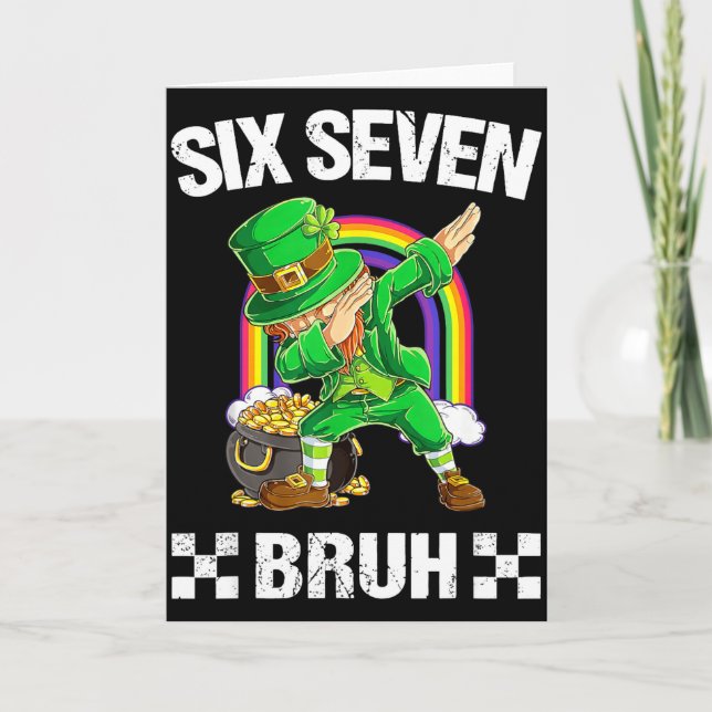 Cartão Six Seven Bruh Dabbing Leprechaun St Patricks Day  (Frente)