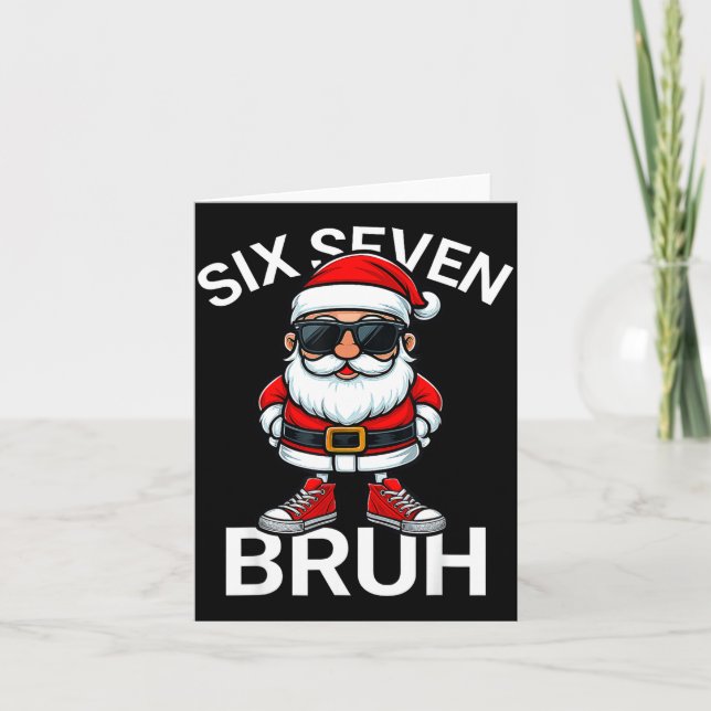 Cartão Six Seven Bruh Funny 67 Meme Christmas Santa  (Frente)