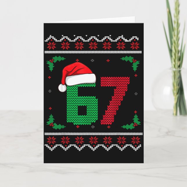 Cartão Six Seven Christmas 6 7 Ugly Christmas Sweater  (Frente)