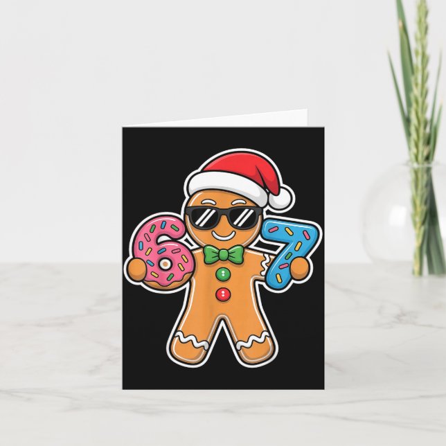 Cartão Six Seven Gingerbread 67 Funny Christmas Boys Kids (Frente)