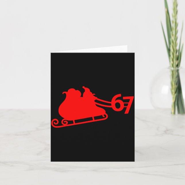 Cartão Six Seven Kids 67 Boys Girls 6 7 Santa Claus Sleig (Frente)