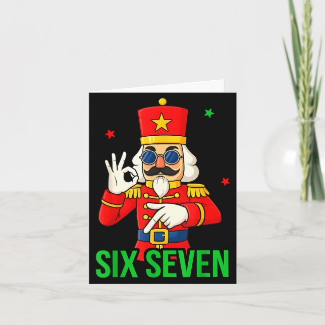 Cartão Six Seven Meme Funny Holiday Toy Soldier  (Frente)