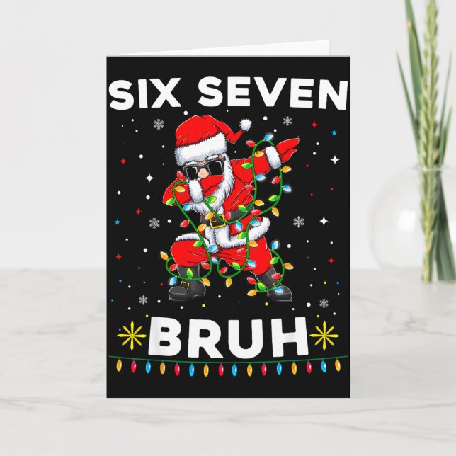 Cartão Six Seven Santa Christmas 6 7 Bruh Meme Gen Alpha  (Frente)