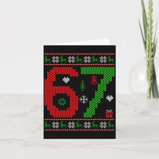 Cartão Six Seven Ugly Christmas Sweater 67 Meme Xmas Boys (Frente)