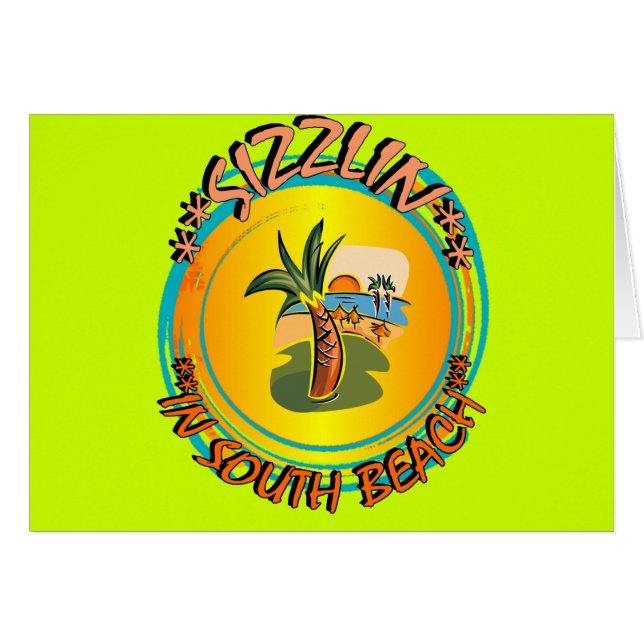 Cartão Sizzlin na praia do Sul (Frente Horizontal)