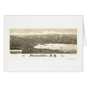 Cartão Skaneateles, mapa panorâmico de NY - 1884